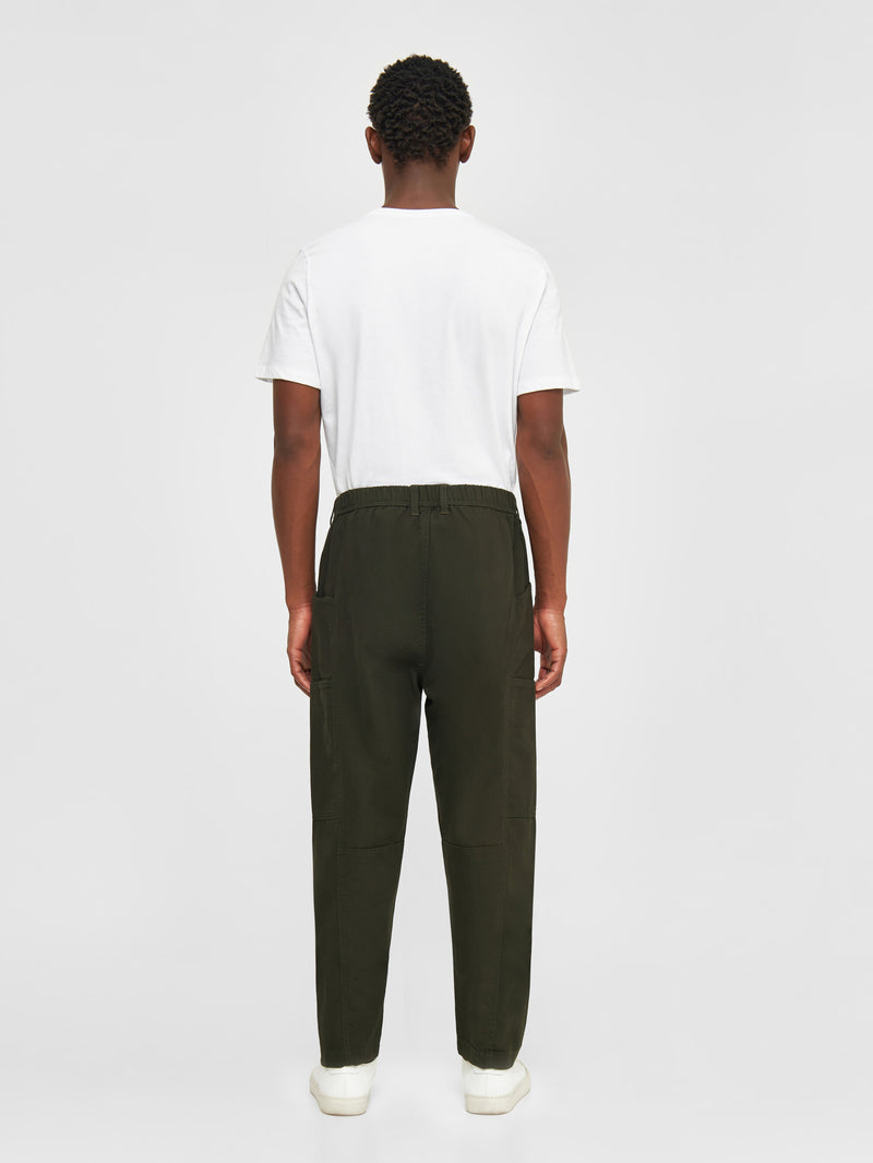 KnowledgeCotton Apparel - MEN ELM carrot canvas belt pants Pants 1090 Forrest Night