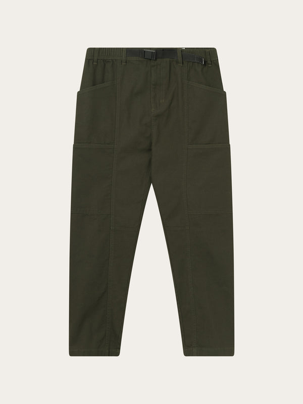 KnowledgeCotton Apparel - MEN ELM carrot canvas belt pants Pants 1090 Forrest Night