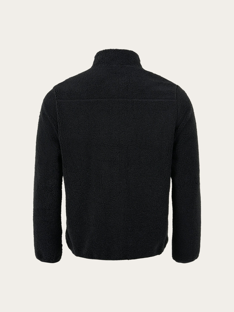 KnowledgeCotton Apparel - MEN ELM teddy fleece zip Fleeces 1300 Black Jet