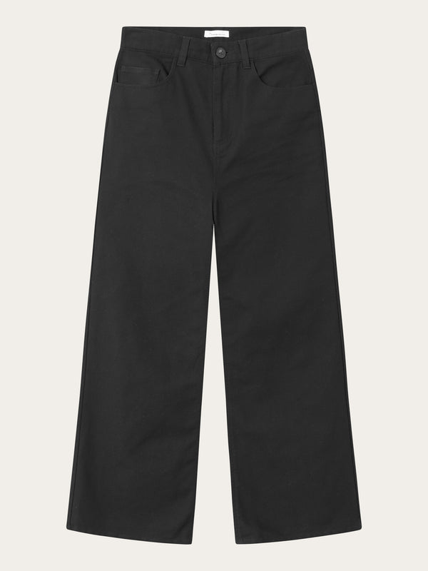 KnowledgeCotton Apparel - WMN GALE straight mid-rise canvas 5-pocket pants Pants 1300 Black Jet