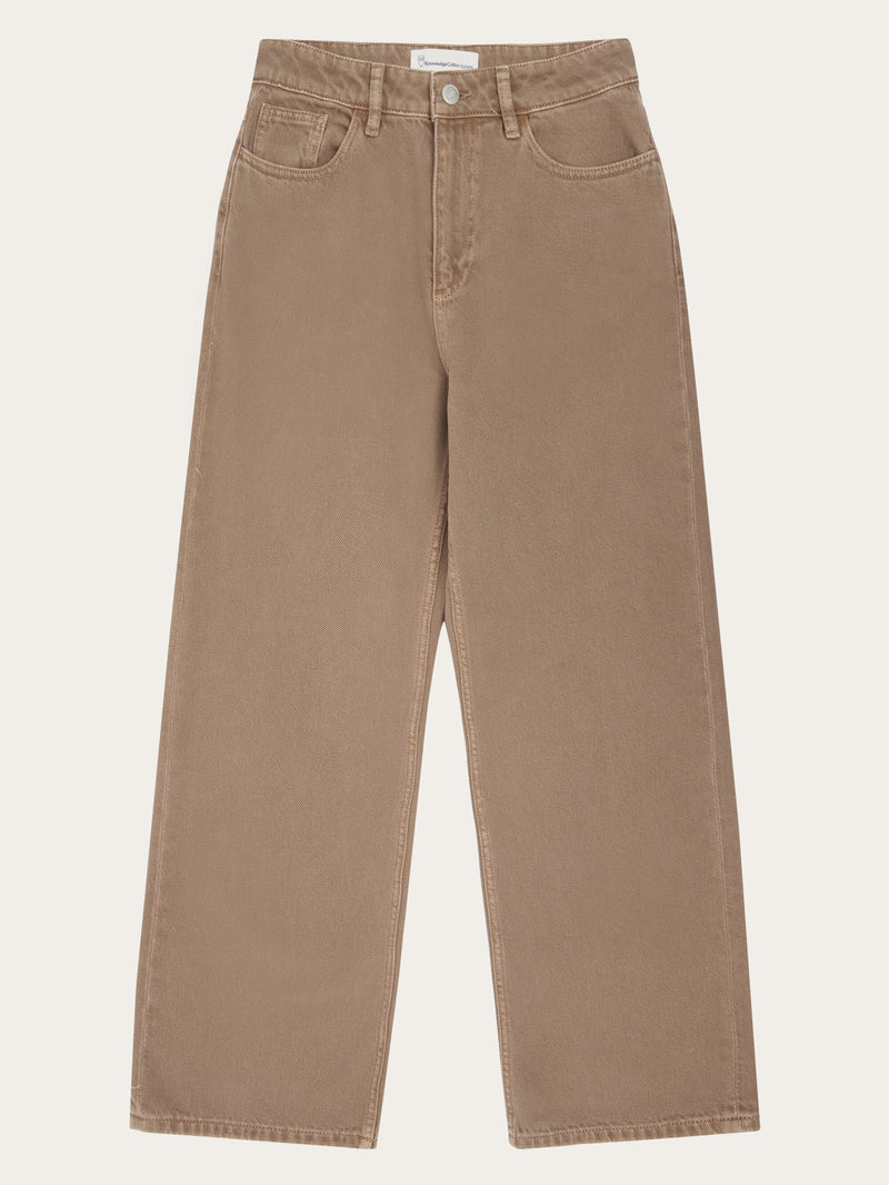 KnowledgeCotton Apparel - WMN GALE straight mid-rise twill 5-pocket pants - GOTS/Vegan Pants 1441 Tiramisu