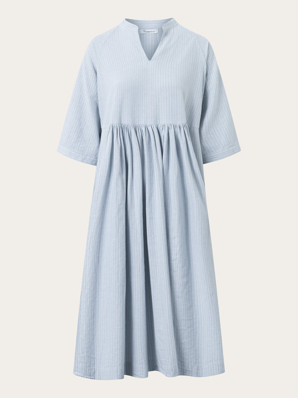 KnowledgeCotton Apparel - WMN Grandad collar SS shirt dress Dresses 8889 Stripe