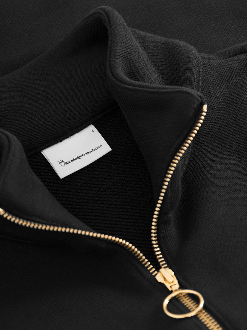 KnowledgeCotton Apparel - WMN Half zip heavy sweat Sweats 1300 Black Jet