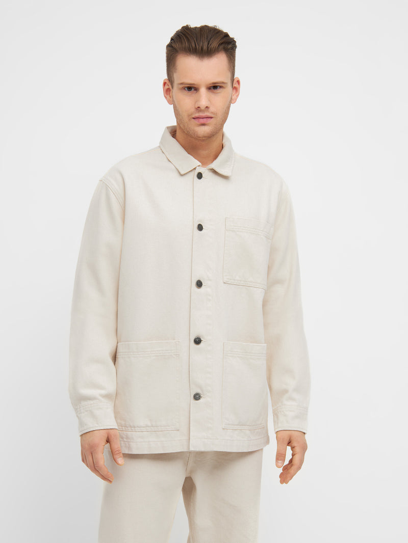 KnowledgeCotton Apparel - MEN Heavy twill overshirt Overshirts 3055 Raw cotton