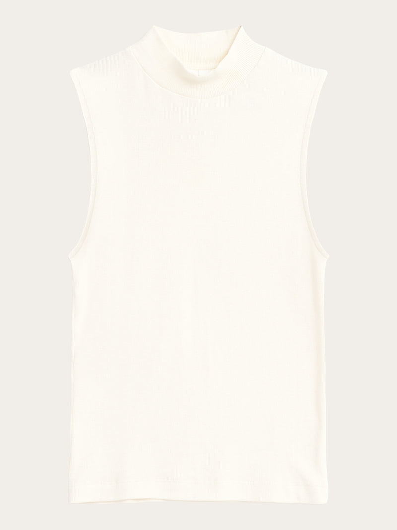 KnowledgeCotton Apparel - WMN High neck rib top T-shirts 1007 Star White