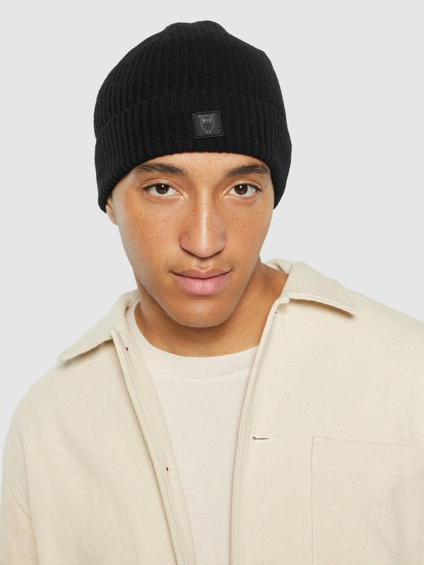 KnowledgeCotton Apparel - UNI High wool beanie Hats 1300 Black Jet