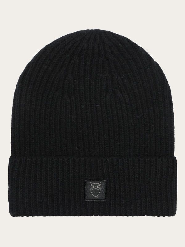 KnowledgeCotton Apparel - UNI High wool beanie Hats 1300 Black Jet