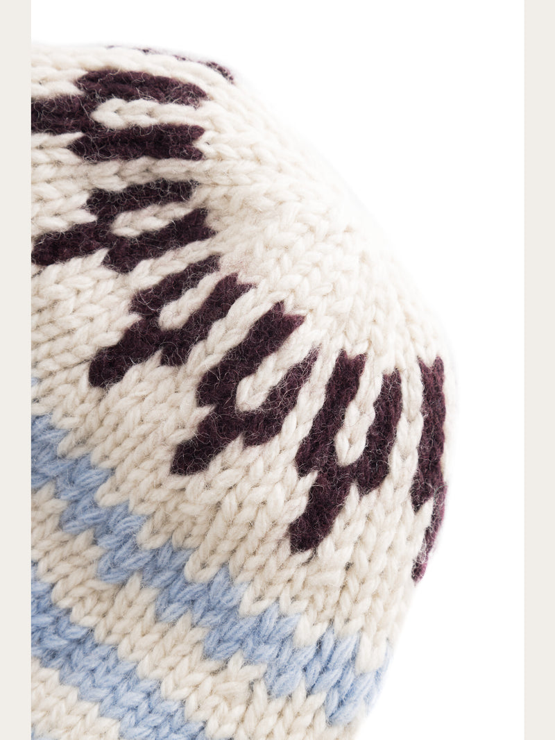 KnowledgeCotton Apparel - UNI High wool beanie with pattern Hats 8020 White stripe