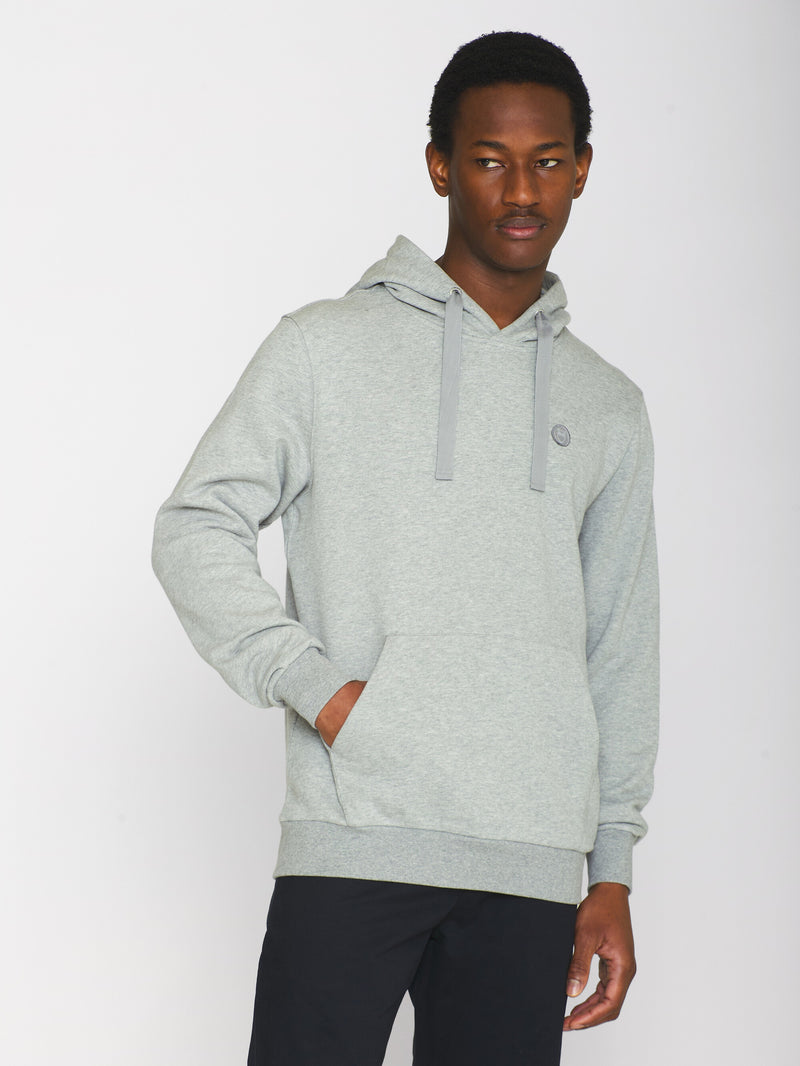 KnowledgeCotton Apparel - MEN Hood basic badge sweat Sweats 1012 Grey Melange