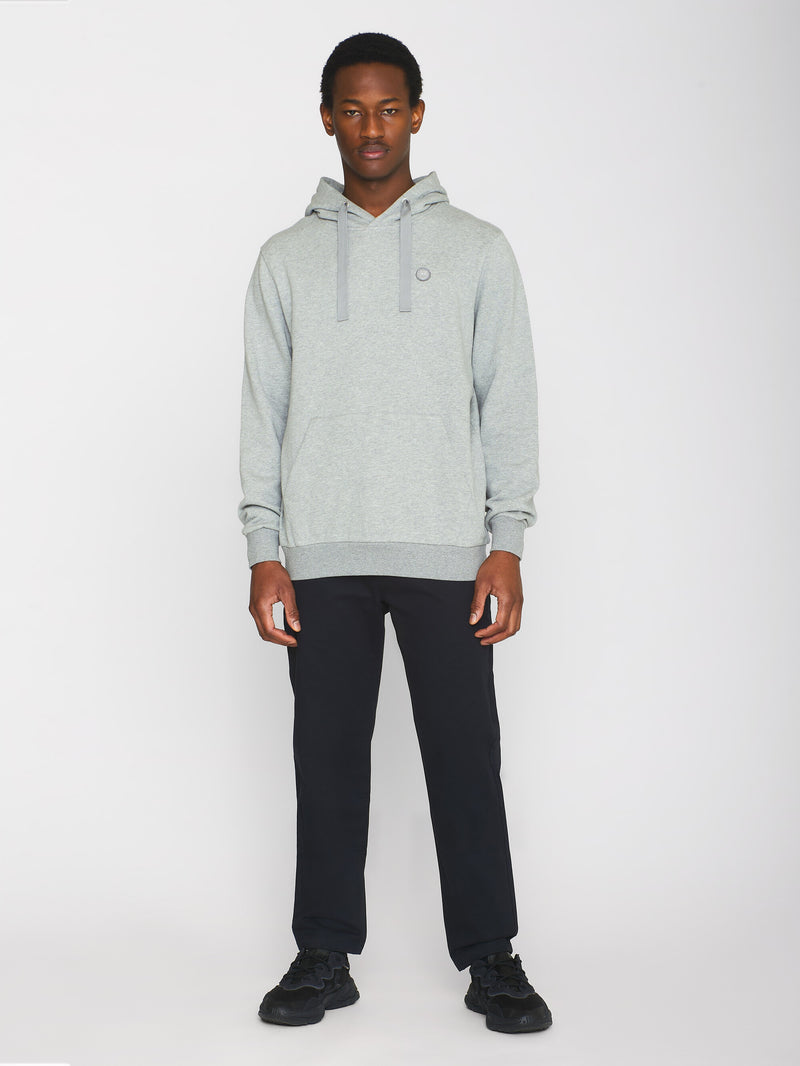 KnowledgeCotton Apparel - MEN Hood basic badge sweat Sweats 1012 Grey Melange