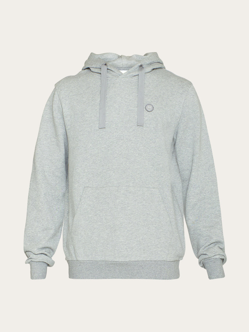 KnowledgeCotton Apparel - MEN Hood basic badge sweat Sweats 1012 Grey Melange