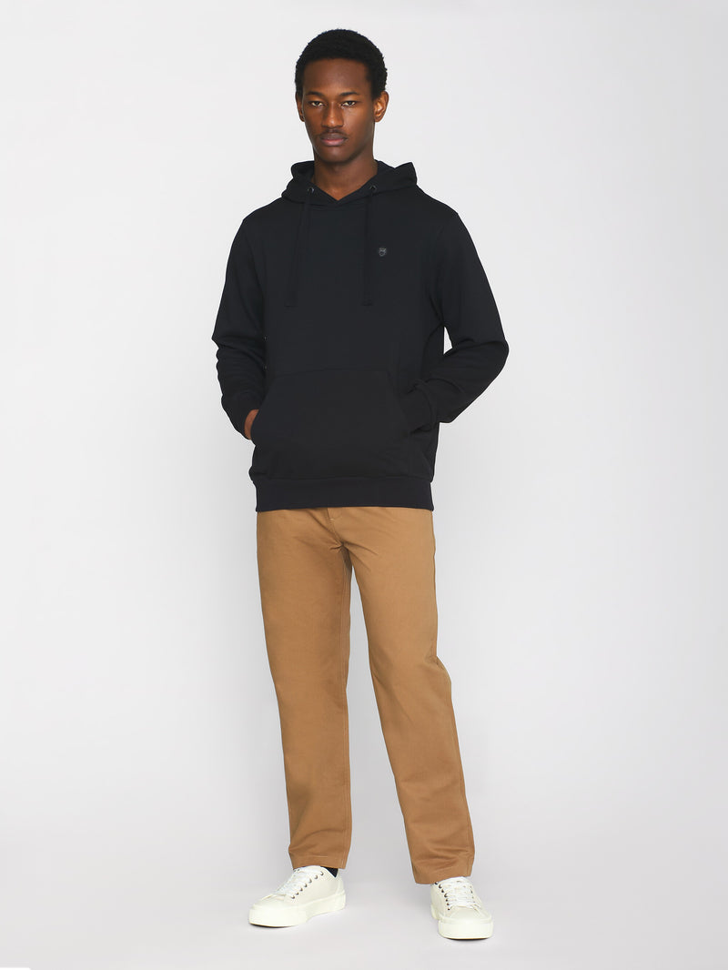 KnowledgeCotton Apparel - MEN Hood basic badge sweat Sweats 1300 Black Jet