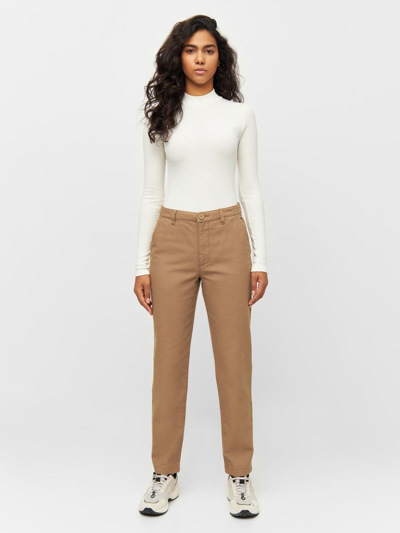 KnowledgeCotton Apparel - WMN IRIS mom mid-rise chino Pants 1366 Brown Sugar