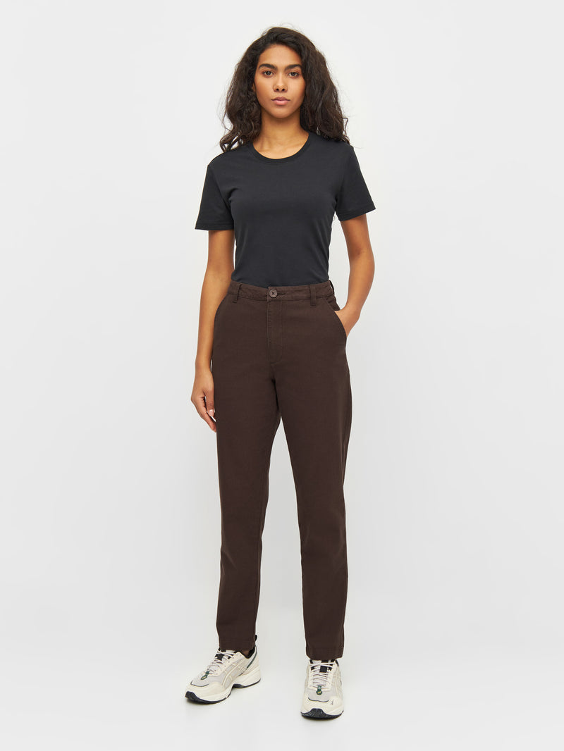 KnowledgeCotton Apparel - WMN IRIS mom mid-rise chino Pants 1394 Chocolate Plum