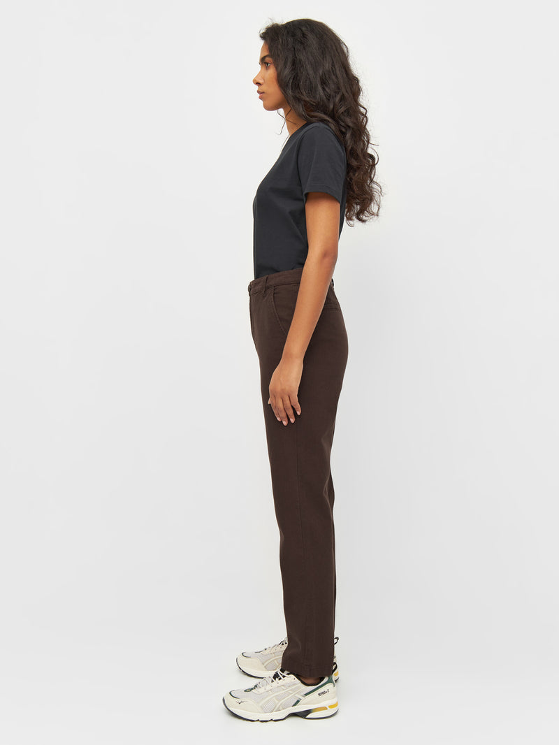 KnowledgeCotton Apparel - WMN IRIS mom mid-rise chino Pants 1394 Chocolate Plum