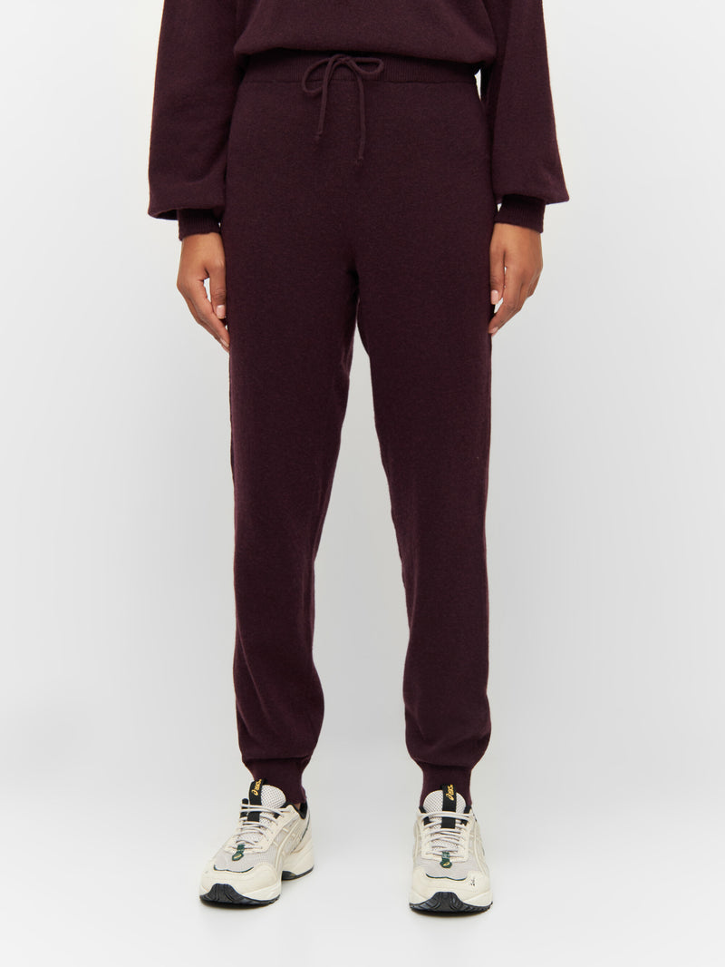 KnowledgeCotton Apparel - WMN JADE hybrid knitted jog pants Pants 1394 Chocolate Plum