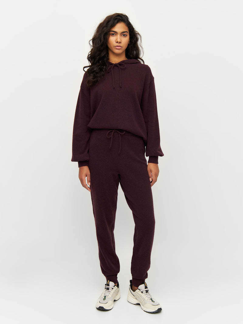 KnowledgeCotton Apparel - WMN JADE hybrid knitted jog pants Pants 1394 Chocolate Plum