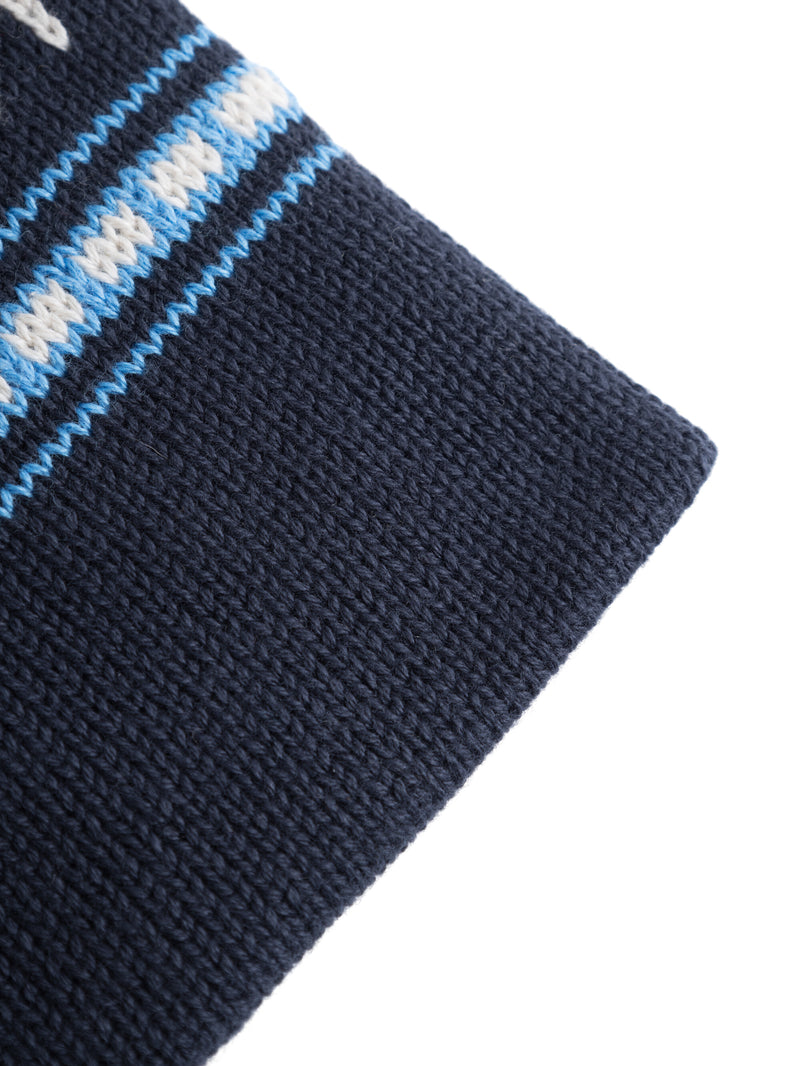 KnowledgeCotton Apparel - YOUNG Kids Jacquard knit beanie Hats 8021 Blue stripe