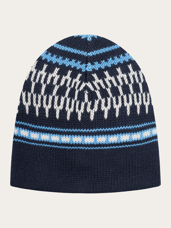 KnowledgeCotton Apparel - YOUNG Kids Jacquard knit beanie Hats 8021 Blue stripe