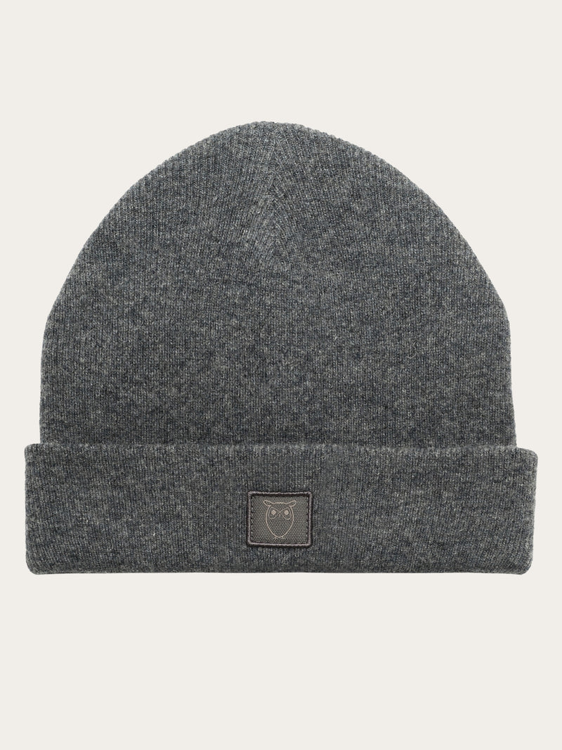 KnowledgeCotton Apparel - YOUNG Kids Wool beanie Hats 1073 Dark Grey Melange