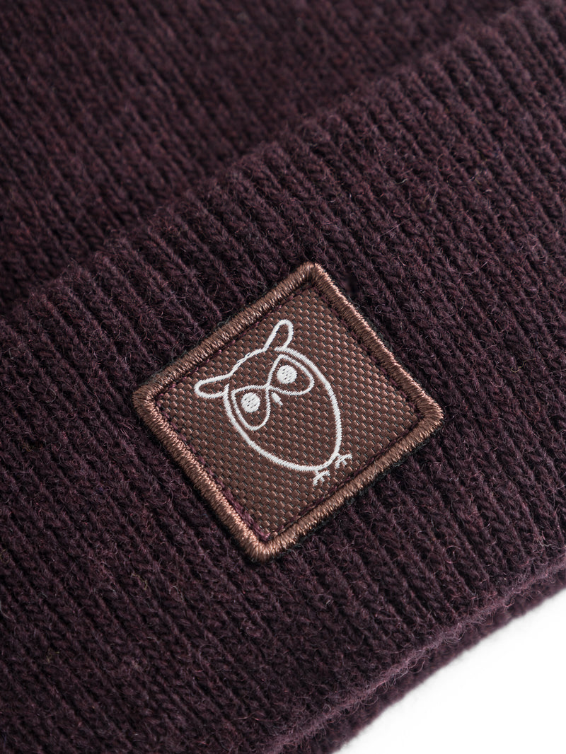 KnowledgeCotton Apparel - YOUNG Kids Wool beanie Hats 1404 Deep Mahogany