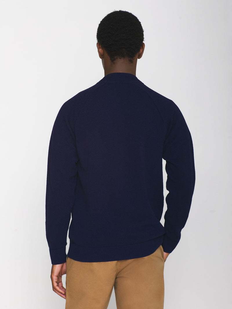 KnowledgeCotton Apparel - MEN Knitted zip cardigan - GOTS/Vegan Knits 1412 Night Sky