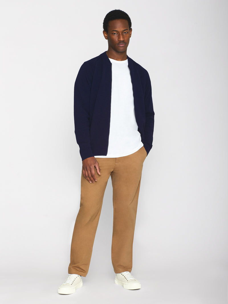 KnowledgeCotton Apparel - MEN Knitted zip cardigan - GOTS/Vegan Knits 1412 Night Sky