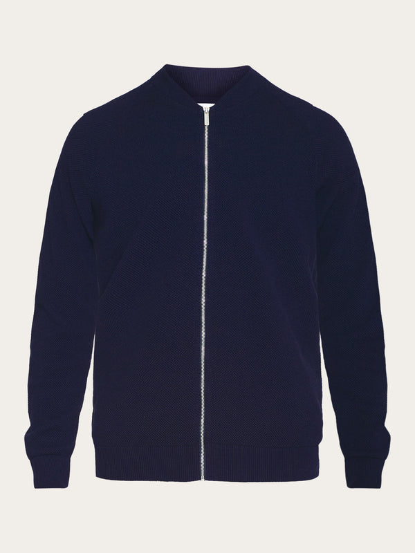 KnowledgeCotton Apparel - MEN Knitted zip cardigan - GOTS/Vegan Knits 1412 Night Sky