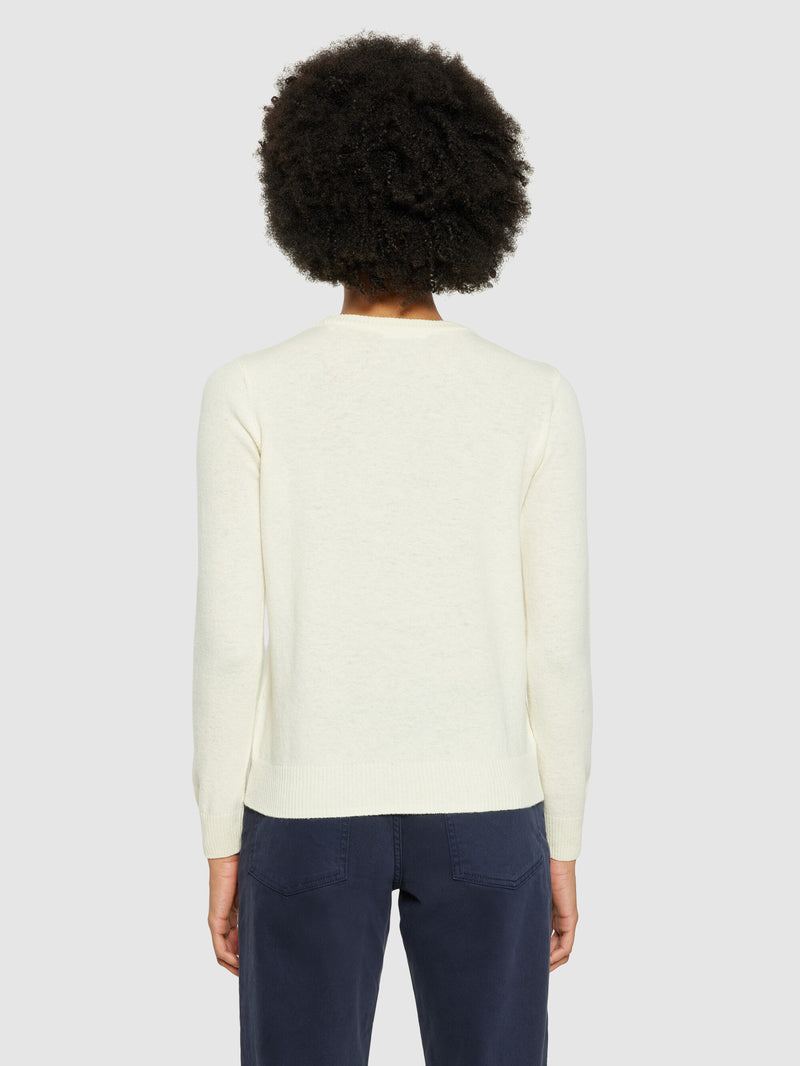 KnowledgeCotton Apparel - WMN Lambswool crew neck Knits 1348 Buttercream