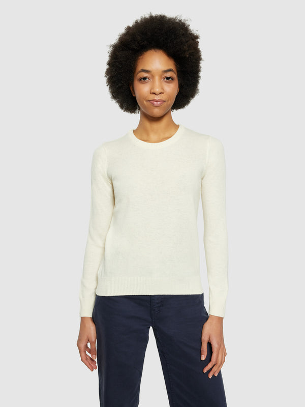 KnowledgeCotton Apparel - WMN Lambswool crew neck Knits 1348 Buttercream