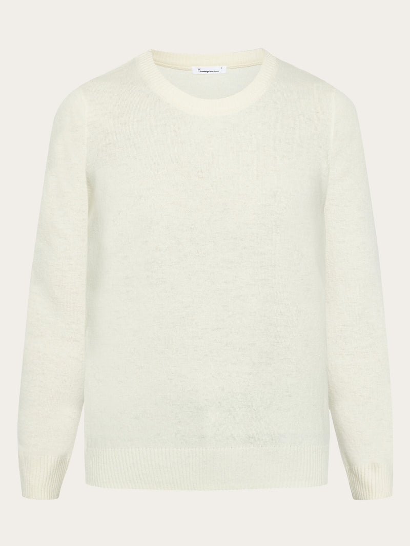 KnowledgeCotton Apparel - WMN Lambswool crew neck Knits 1348 Buttercream