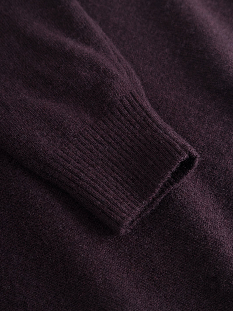 KnowledgeCotton Apparel - WMN Lambswool crew neck Knits 1394 Chocolate Plum