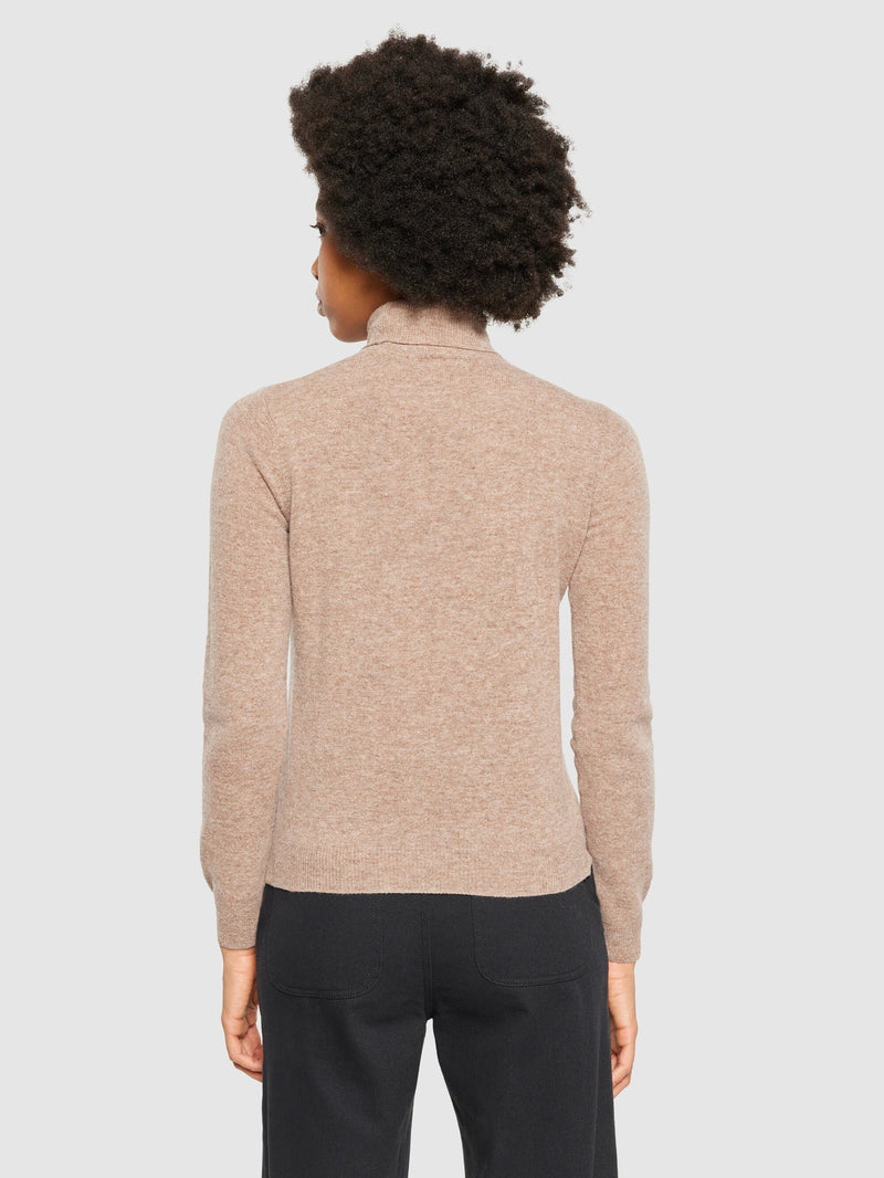 KnowledgeCotton Apparel - WMN Lambswool roll neck Knits 1336 Kelp melange