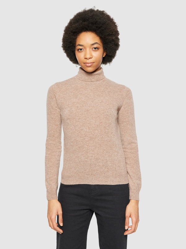 KnowledgeCotton Apparel - WMN Lambswool roll neck Knits 1336 Kelp melange