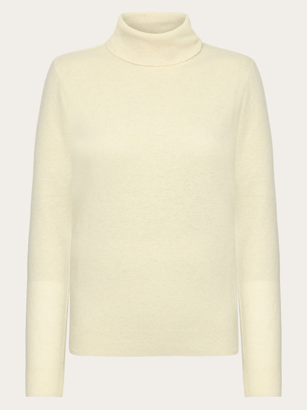 KnowledgeCotton Apparel - WMN Lambswool roll neck Knits 1348 Buttercream