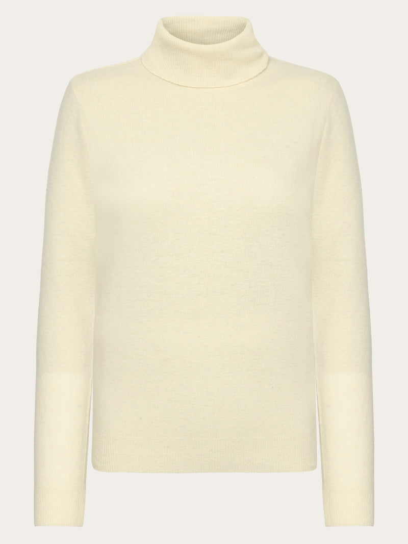 KnowledgeCotton Apparel - WMN Lambswool roll neck Knits 1348 Buttercream