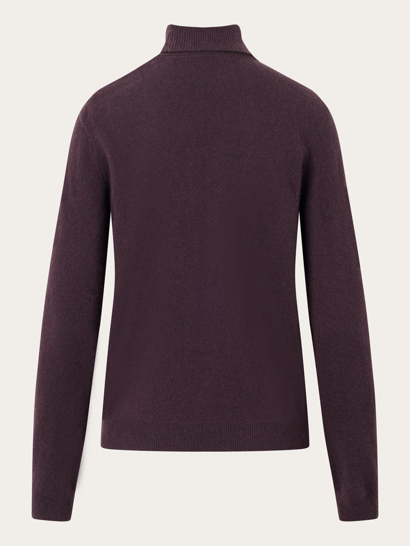 KnowledgeCotton Apparel - WMN Lambswool roll neck Knits 1394 Chocolate Plum