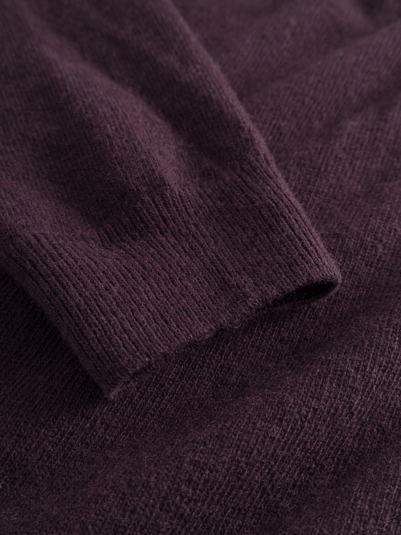 KnowledgeCotton Apparel - WMN Lambswool roll neck Knits 1394 Chocolate Plum