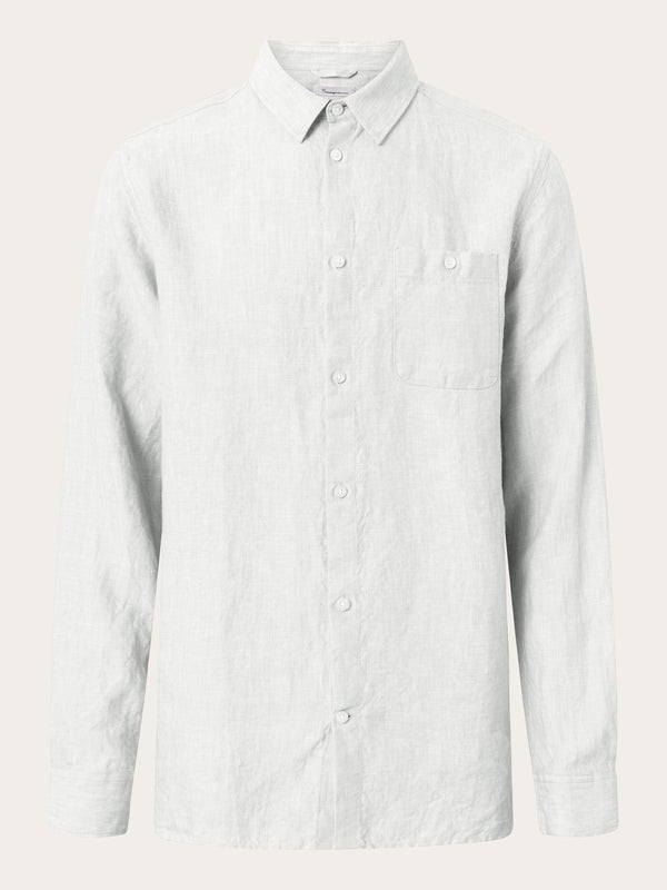 KnowledgeCotton Apparel - MEN Linen custom fit LS shirt Shirts 1010 Bright White