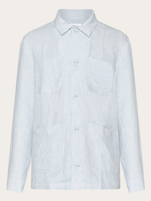 KnowledgeCotton Apparel - MEN Linen overshirt Overshirts 1457 Dusk Blue