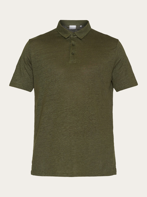 KnowledgeCotton Apparel - MEN Linen polo Polos 1090 Forrest Night