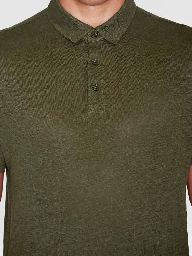 KnowledgeCotton Apparel - MEN Linen polo Polos 1090 Forrest Night