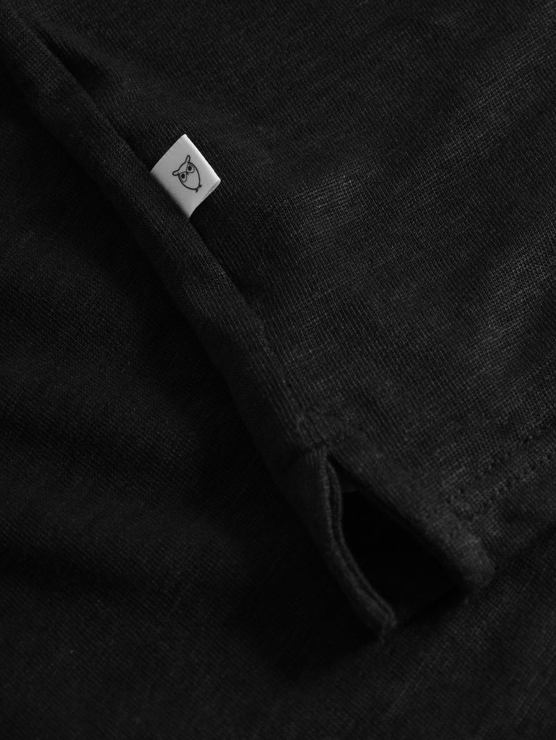 KnowledgeCotton Apparel - MEN Linen polo Polos 1300 Black Jet