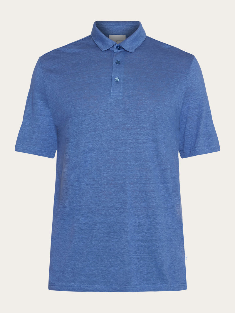 KnowledgeCotton Apparel - MEN Linen polo Polos 1432 Moonlight Blue