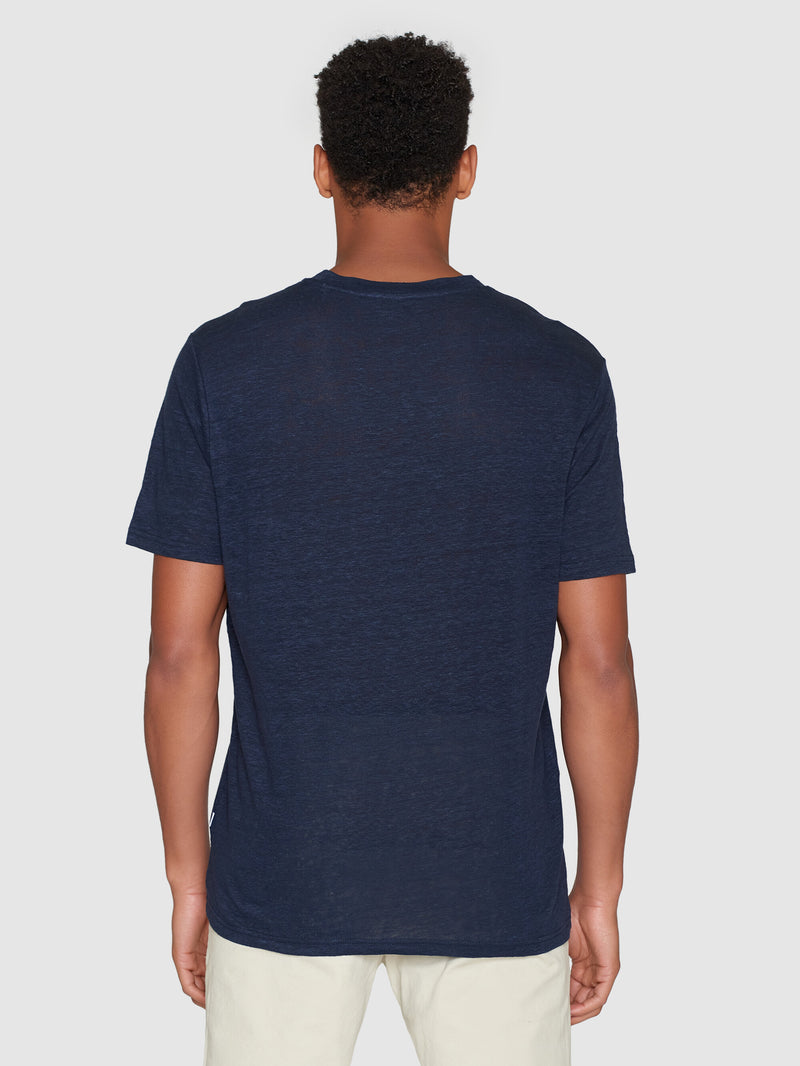 KnowledgeCotton Apparel - MEN Linen t-shirt T-shirts 1001 Total Eclipse