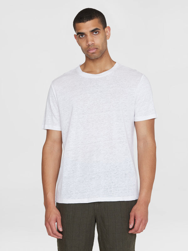 KnowledgeCotton Apparel - MEN Linen t-shirt T-shirts 1010 Bright White