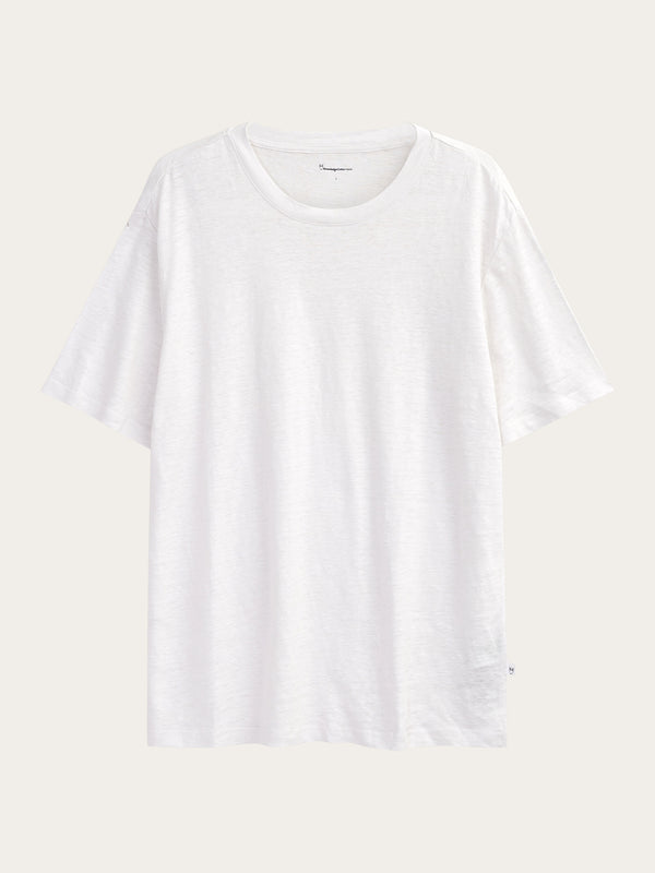 KnowledgeCotton Apparel - MEN Linen t-shirt T-shirts 1010 Bright White