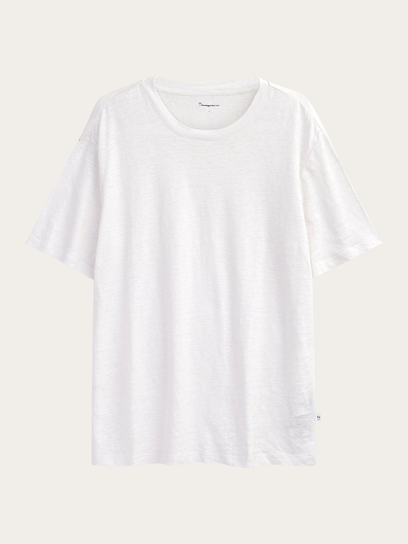 KnowledgeCotton Apparel - MEN Linen t-shirt T-shirts 1010 Bright White