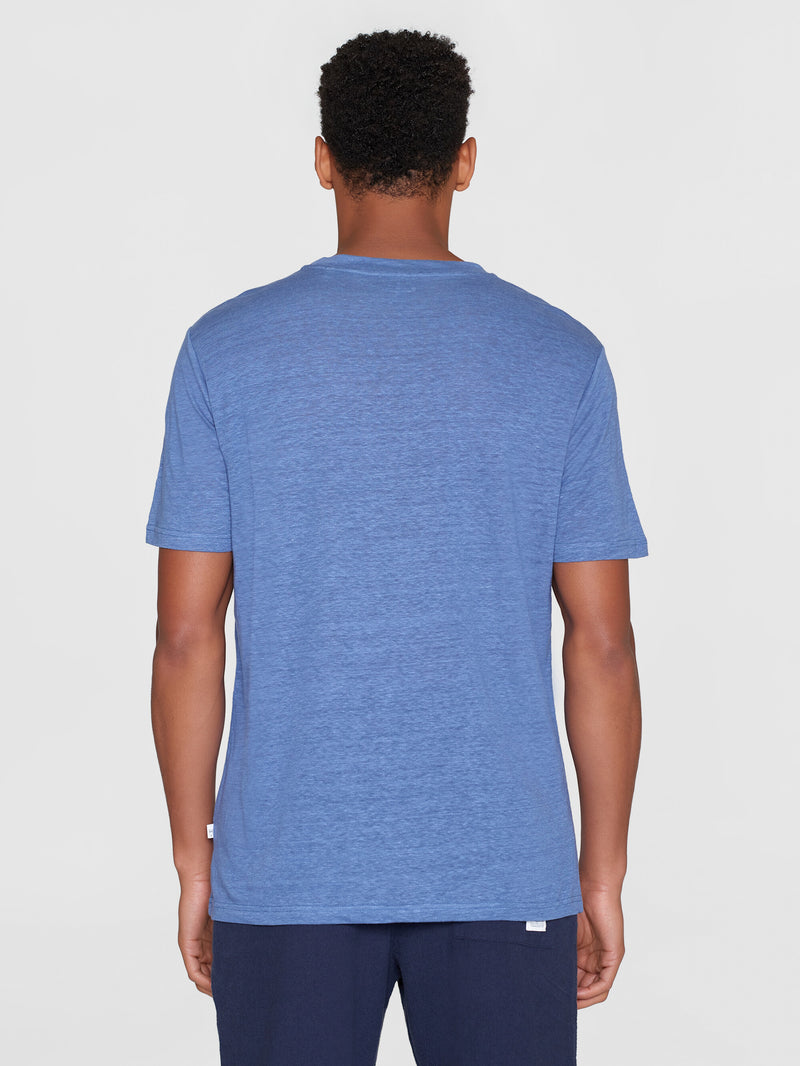 KnowledgeCotton Apparel - MEN Linen t-shirt T-shirts 1432 Moonlight Blue