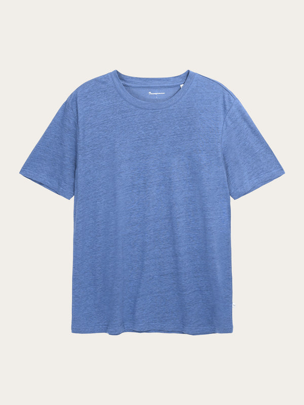 KnowledgeCotton Apparel - MEN Linen t-shirt T-shirts 1432 Moonlight Blue